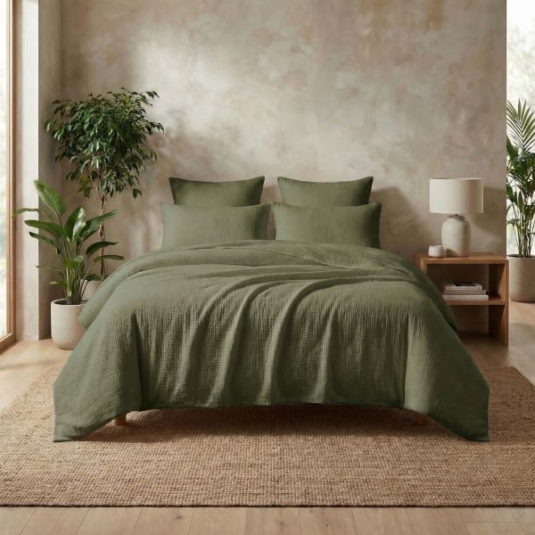 Housse de couette 240x260 cm Gaze de Coton Iris Romarin