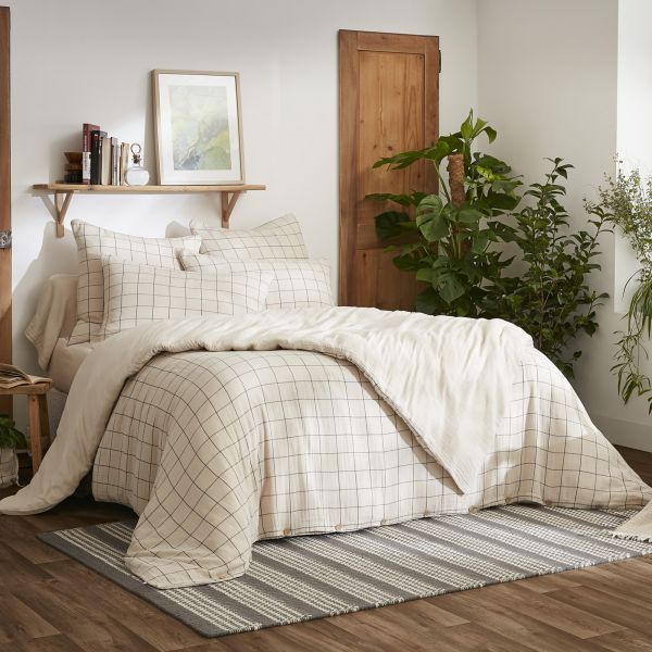 Housse de couette Reversible 140x200 cm Gaze de Coton Terra Harmonie Naturel