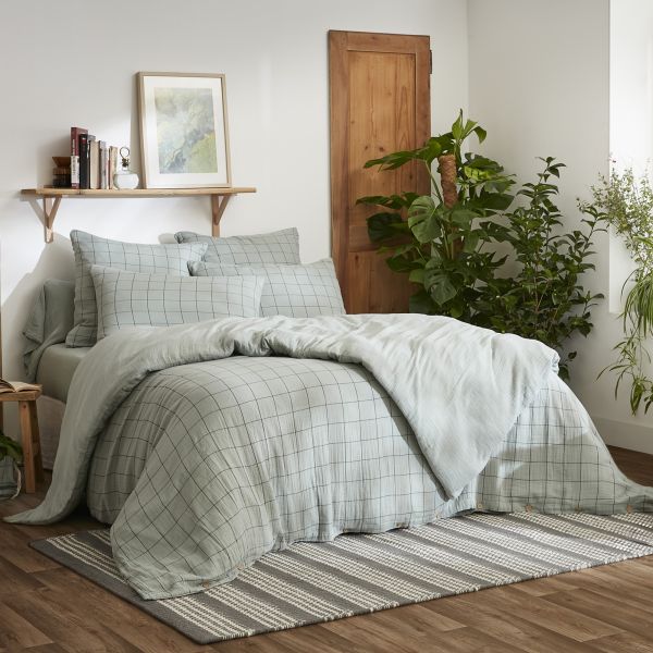 Housse de couette Reversible 200x200 cm Gaze de Coton Terra Harmonie Eucalyptus