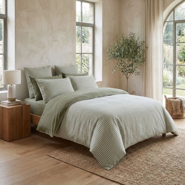 Housse de couette Reversible 240x260 cm Gaze de Coton Vickie Romarin