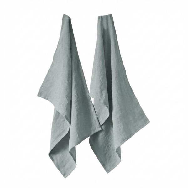 Lot de 2 essuie-vaisselle 50x70 cm Lin Rosalie Azur