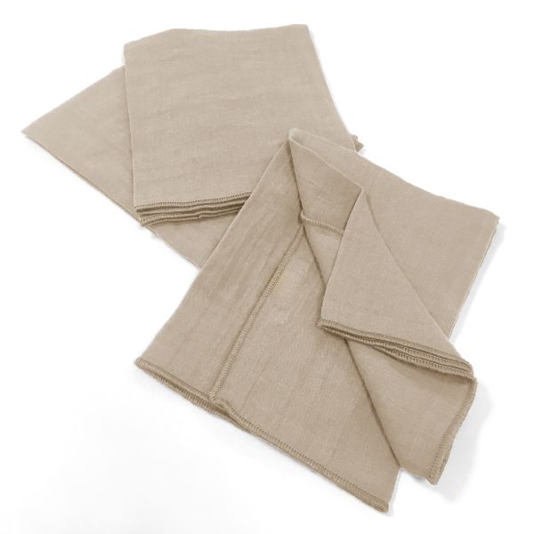 Lot de 3 serviettes 40x40 cm Gaze de Coton Terra Ficelle