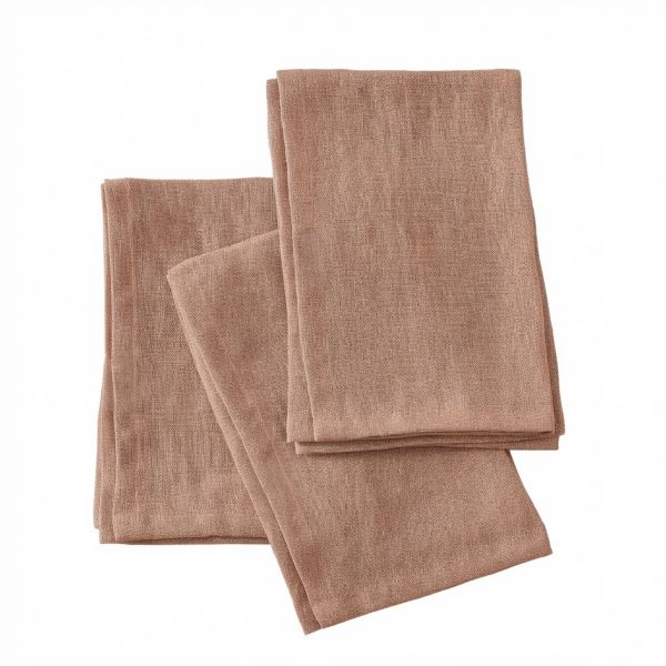 Lot de 3 serviettes 40x40 cm Lin Rosalie Vieux Rose