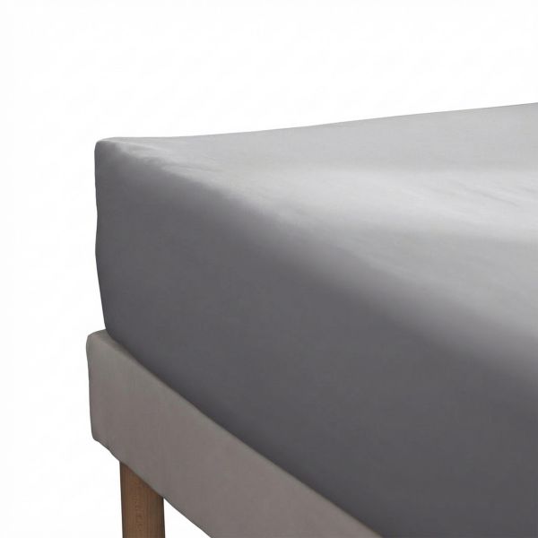 Drap housse 180x200+35 cm Percale de Coton Galet