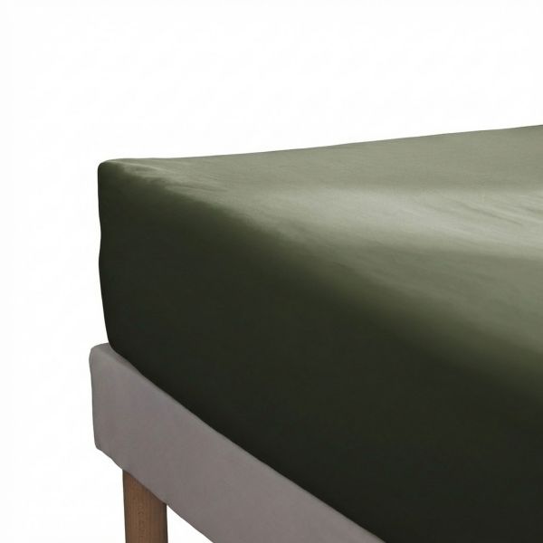 Drap housse 90x190+25 cm Percale de Coton Thym