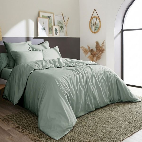Housse de couette 220x240 cm Percale de Coton Céladon