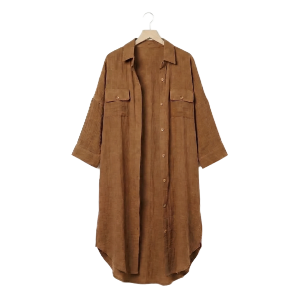 Tunique chemise S/M Gaze de Coton Terra Camel