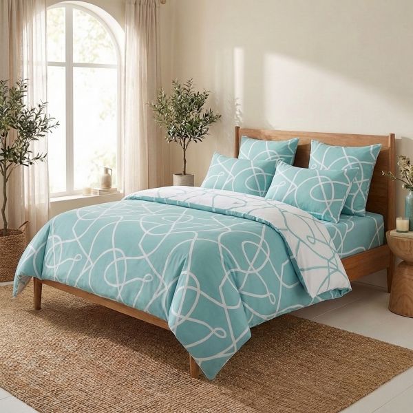 Parure de lit 220x240 cm Coton Pablo Aqua