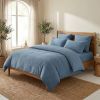Parure de lit 240x260 cm Gaze de Coton - Coton 57 fils Bleu Mer