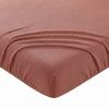 Drap Housse 160x200+35 cm Gaze de Coton - Coton 57 fils Terracotta