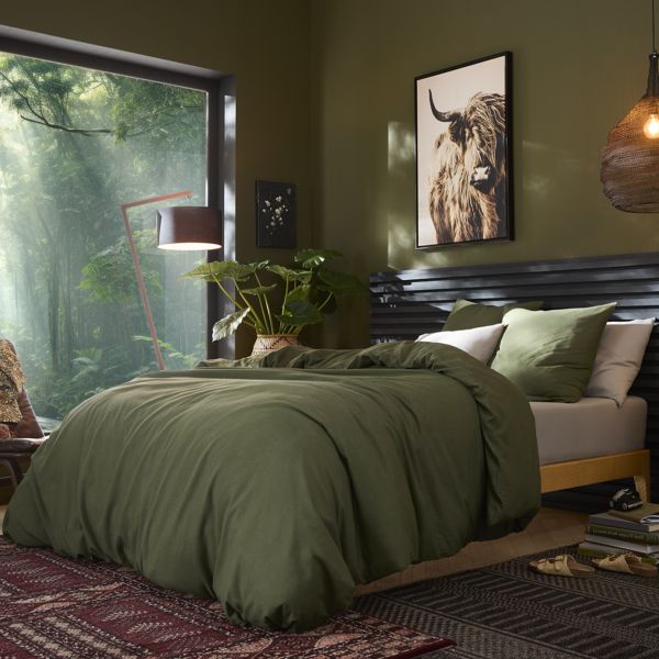 Parure de lit 240x260 cm Lin Métis Kaki