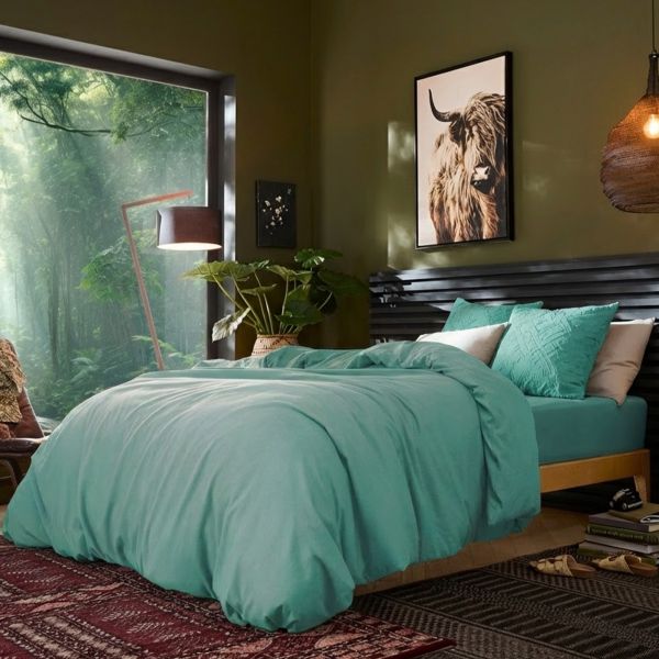 Parure de lit 220x240 cm Lin Métis Aqua