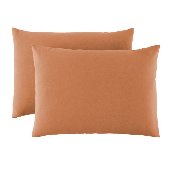 Lot 2 taies d’oreiller 50x70 cm Lin Métis Caramel