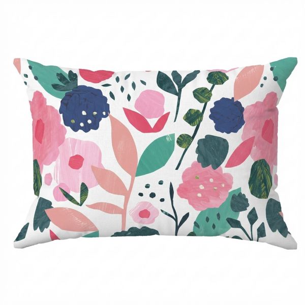 Lot 2 taies d’oreiller 50x70 cm Percale de Coton Floral Collage