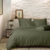 Parure de lit 220x240 cm Percale de Coton Vert Kaki
