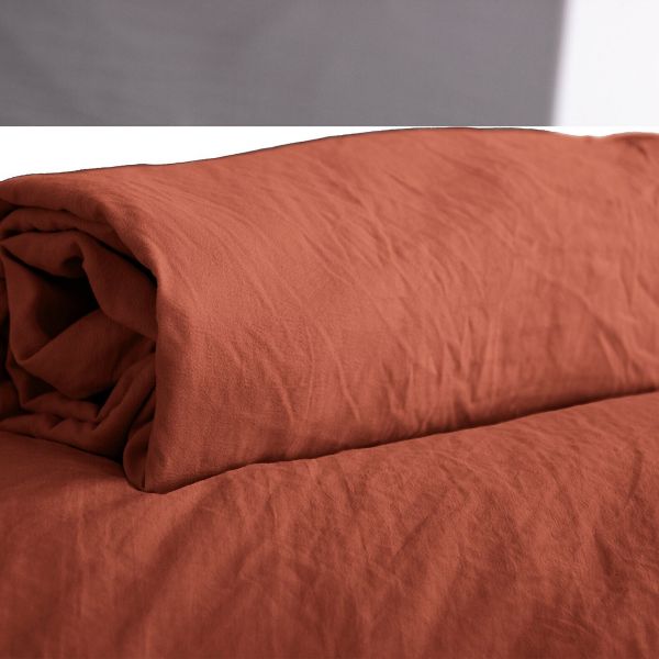 Drap Housse 160x200+28 cm Microfibre Terracotta
