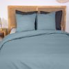 Parure de lit 220x240 cm Percale de Coton Bleu Fumé