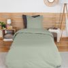 Parure de lit 140x200 cm Percale de Coton Vert Sauge
