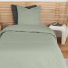 Parure de lit 140x200 cm Percale de Coton Vert Sauge