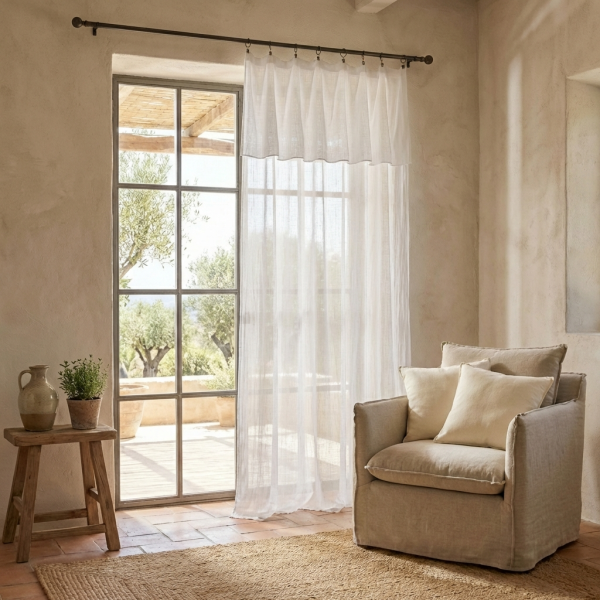 Rideau ajustable 140x300 cm Gaze de coton Chantilly